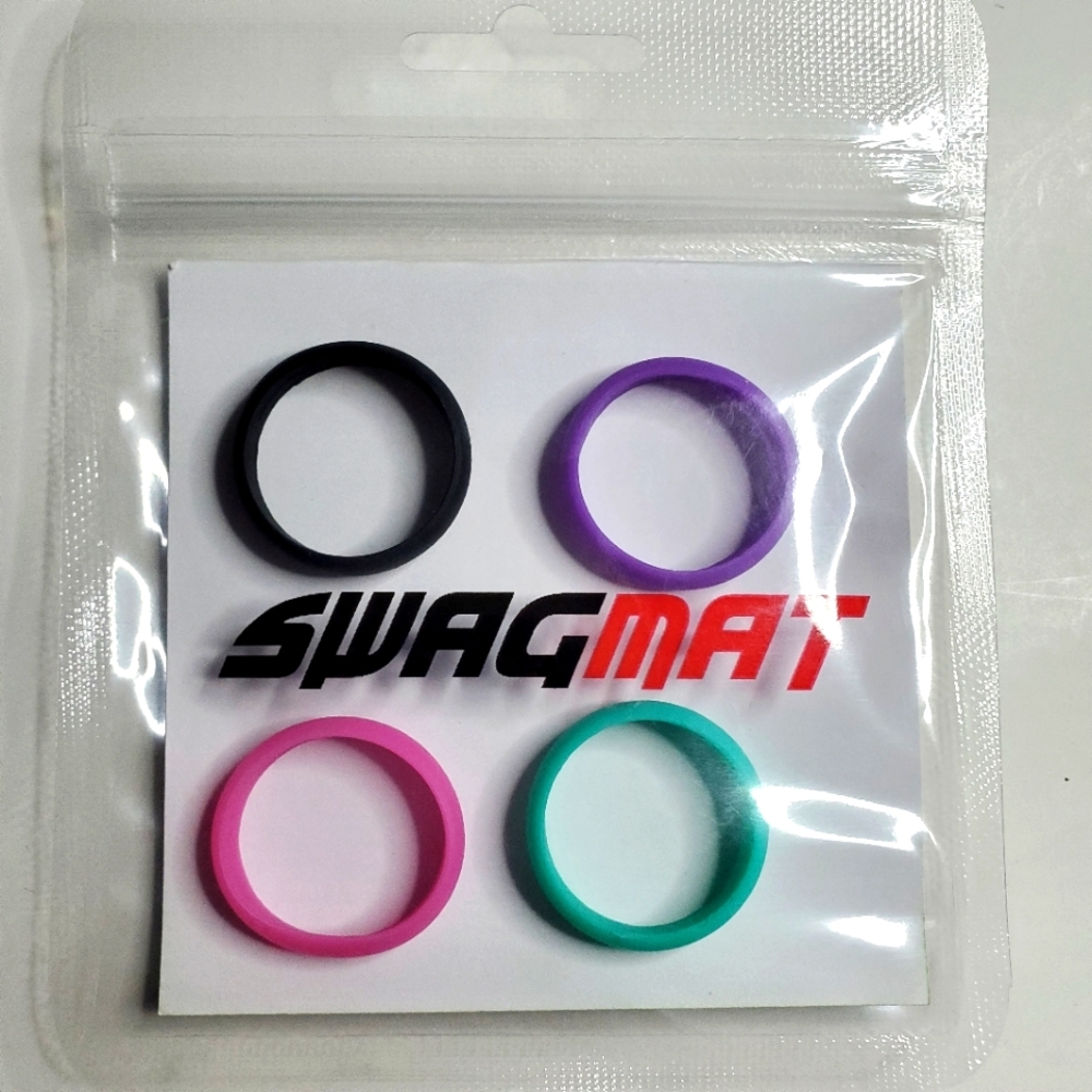 Silicone Ring 4pk Size 10.5 Pink, Black, Violet and Turques